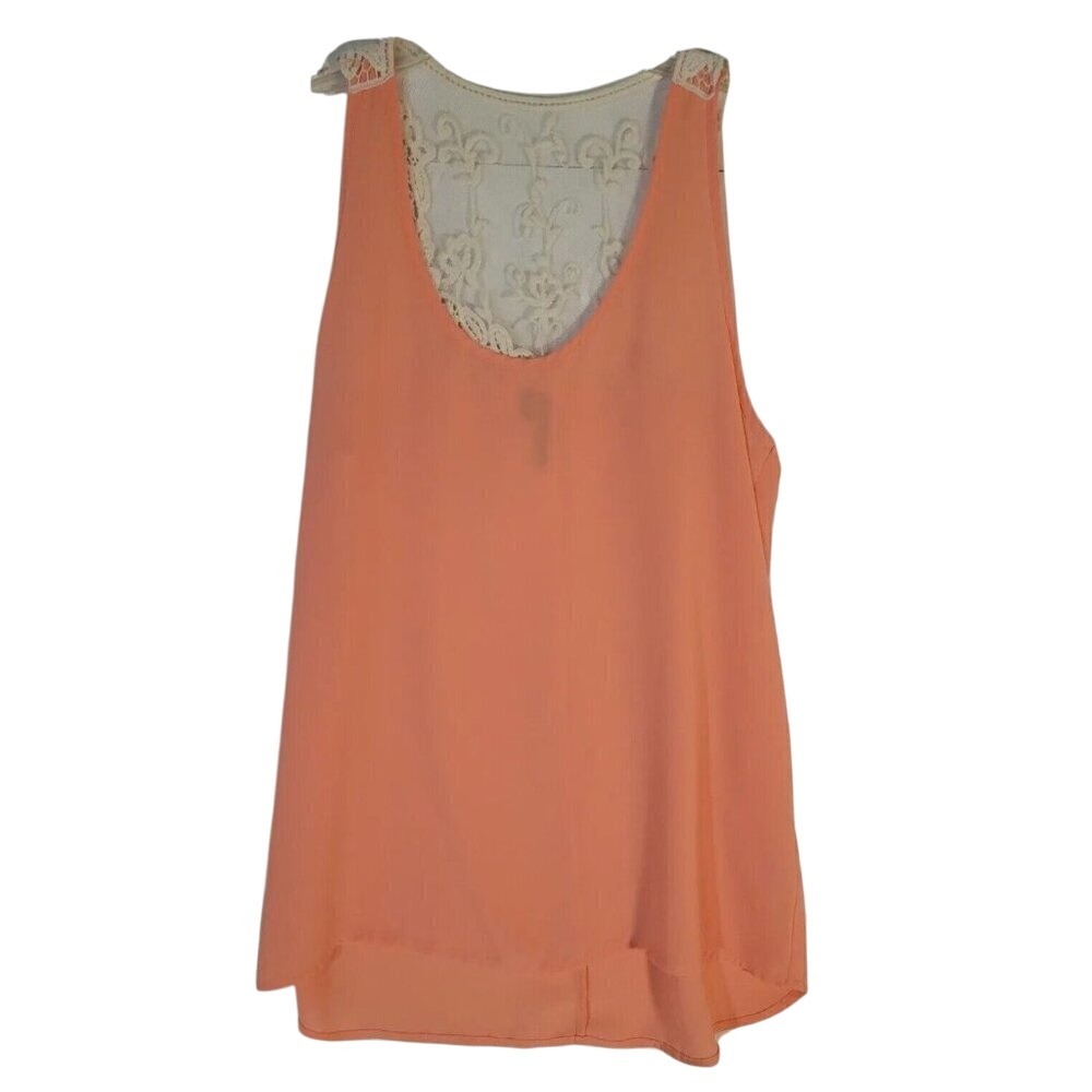 Maurices Tank Top Lace Back Sleeveless Casual Blouse Peach S flowy beach coastal